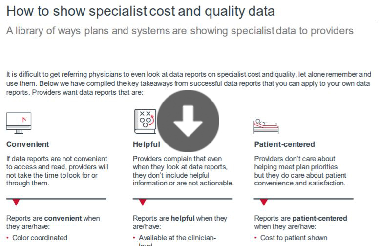 How to show specialist cost and quality data